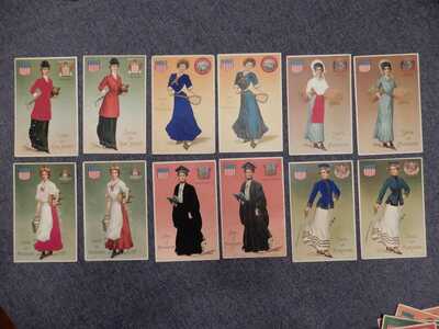 Langsdorf State Girl Belle Postcards Set of 48 some silk, some embossed