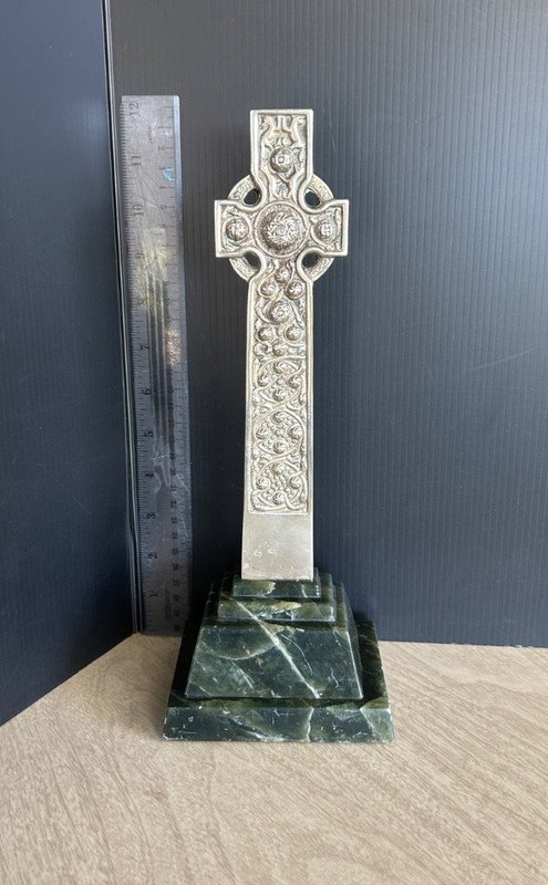 1960's ST. Martin's Celtic Cross Iona Scottland 12" Statue Marble Vintage RARE