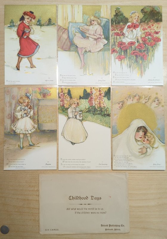 Schmucker Childhood Days Complete W/ Envelope Near Mint Unused 1910 Detroit Pub.