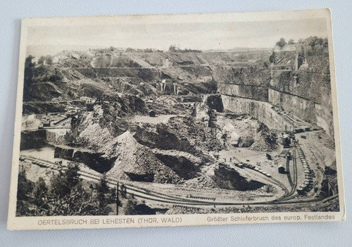 Postcard Lehesten Oertelsbruch 1935 largest slate quarry in Europe. Mainland RAR