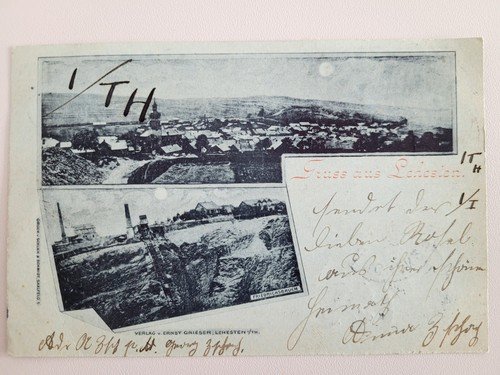 Postcard Lehesten Friedrichsbruch 1899 publisher Grieser slate quarry conveyor s