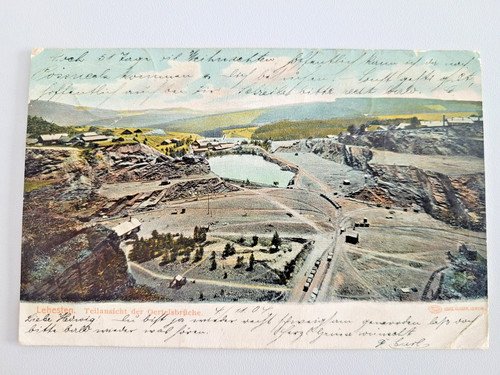 Postcard Lehesten partial view of the Oertelsbruch 1904 to Pössneck King Lobenst