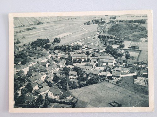 Postcard Lehesten aerial photo 1930 with slate quarry Weberloch V. Ernst Grieser