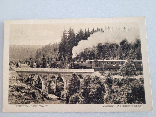 Postcard Lehesten Viaduct in Loquitzgrund Railway Narrow Gauge 1928 Slate Quarry