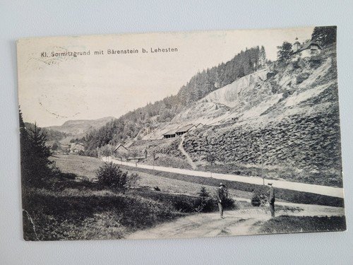 Postcard Class Sormitzgrund with Bärenstein near Lehesten slate quarry 1918