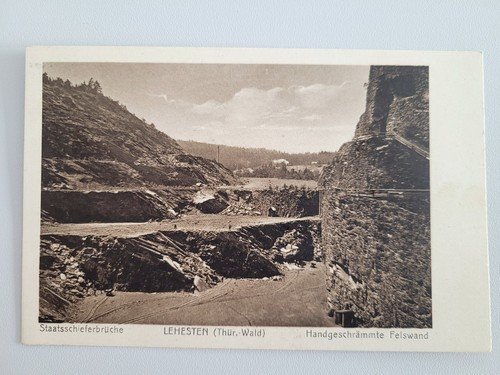 Postcard Lehesten state slate quarries hand scrapped rock wall publisher Fröhlic