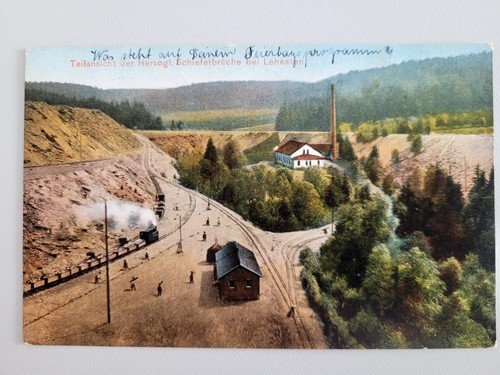 Postcard Lehesten partial view of the Duke. Slate quarries 1905 railway publishe