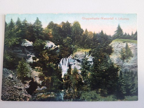 Postcard Goppenbachs waterfall at the Oertelsbruch near Lehesten around 1900 pub