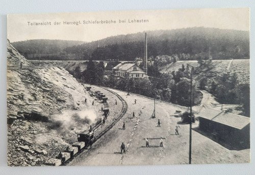 Postcard Lehesten partial view of the Duke. Slate quarries 1900 railway publishe