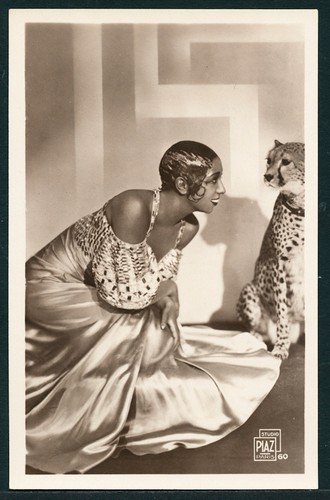 French 1930 Risque JOSEPHINE BAKER + Leopard Folie Bergere TEDDY PIAZ Photo