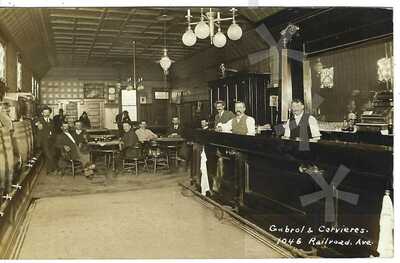 RPPC ~ Gabrol & Cervantes Saloon Interior c.1910, S. SAN FRANCISCO, CALIFORNIA