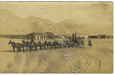 RPPC ~ Freight Team & Town c.1910, BROWN, CALIFORNIA ~ Kern County ~ REAL PHOTO