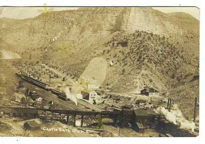 GHOST TOWN RPPC ~ Birdseye View of Mine & Rail Yard c.1900s, CASTLE GATE, UTAH