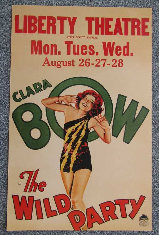 Clara Bow Liberty Theatre, Fort Scott, Ks antique poster