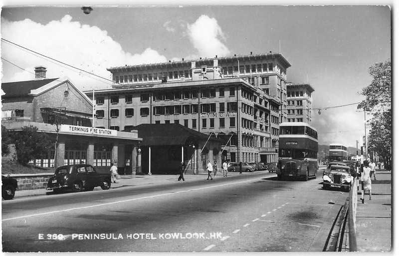 RPPC PENINSULA HOTEL Fire Station KOWLOON Hong Kong CHINA 1940s Vintage Postcard