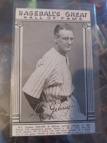 1948 Lou Gehrig Baseball Geat Hall Of Fame Exhibit Postcard