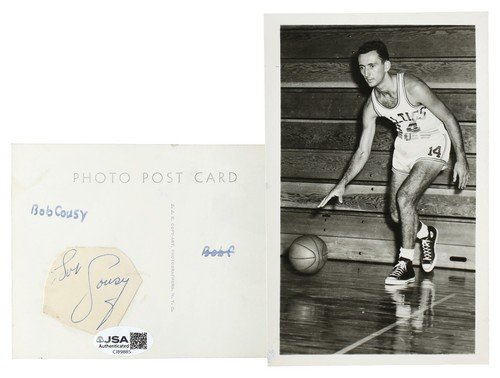 1950s-60s Bob Cousy Signed Boston Celtics Real Photo Postcard 3.5" x 5.5" - JSA