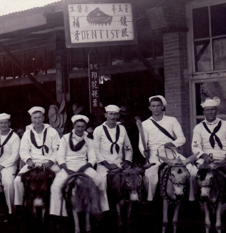 RPPC China Dentist American Sailors Real Photo Postcard