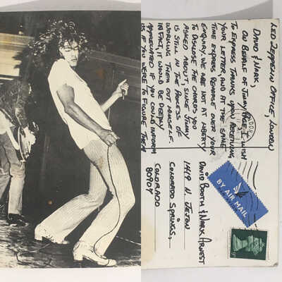 LED ZEPPELIN OFFICE London POSTCARD Jimmy Page Personal Sec Postmark 1970 LONDON