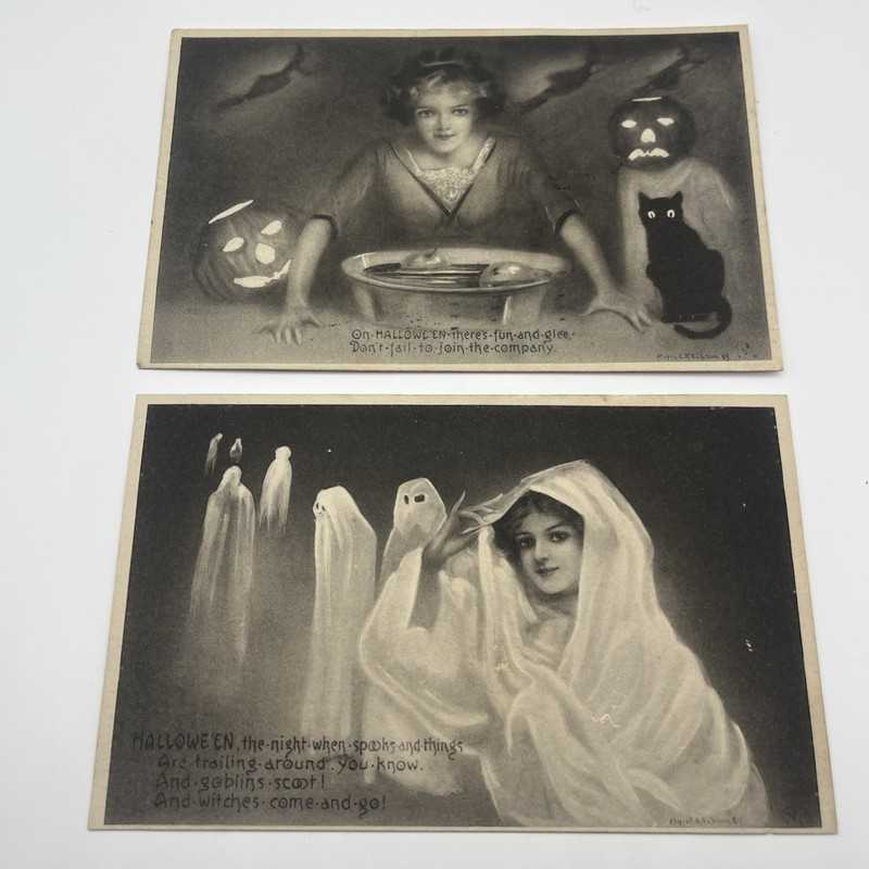 EXTREMELY RARE, Halloween Sepia Postcards Pink of Perfection - Series 153,Gibson