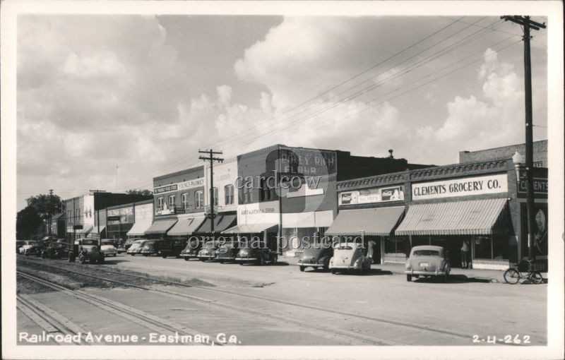 RPPC Eastman,GA Street Scene Railroad Avenue Cline 2-4-262 Dodge County Vintage