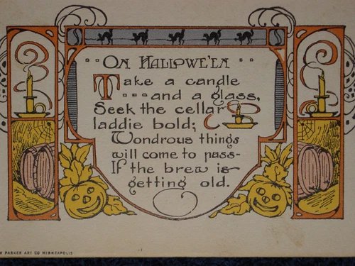 RARE Antique HALLOWEEN Gracious Greeting POSTCARD 1913 Geo PARKER ART Co~Vintage