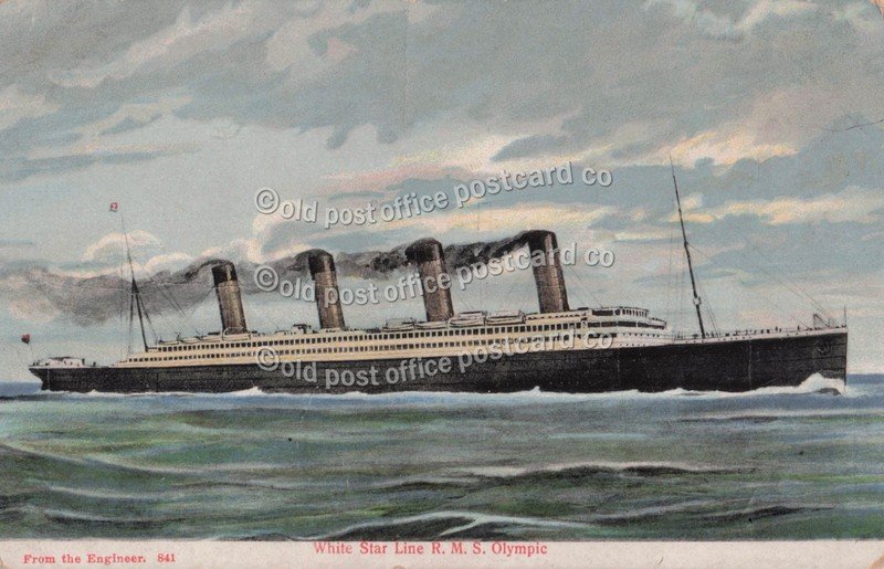White Star Line RMS Olympic-Message about HMS Hawke Collision-1911-Postcard