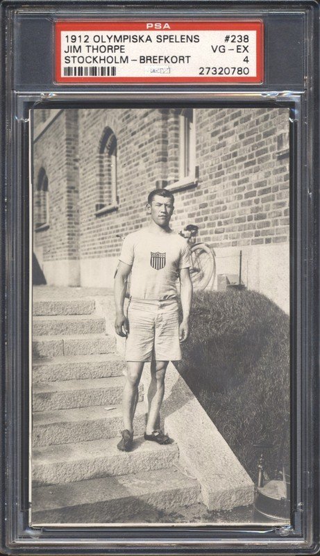 1912 Olympiska Spelens Swedish OLYMPIC POSTCARD JIM THORPE ROOKIE #238 PSA 4