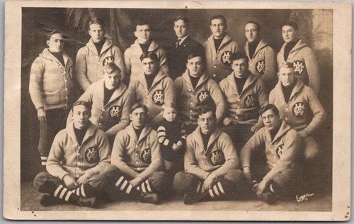 1912 MINNEAPOLIS MARINES FOOTBALL TEAM Photo RPPC Postcard Professional Club