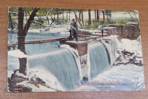 MILL DAM, BELMEAD ST. EMMA INDUSTRIAL COLLEGE ROCK CASTLE W.E. BURGESS POSTCARD