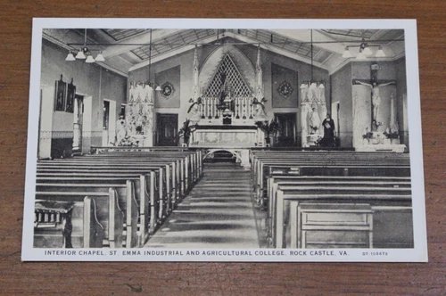 ANTIQUE INTERIOR CHAPEL SAINT EMMA COLLEGE ROCK CASTLE, VA W.E. BURGESS POSTCARD