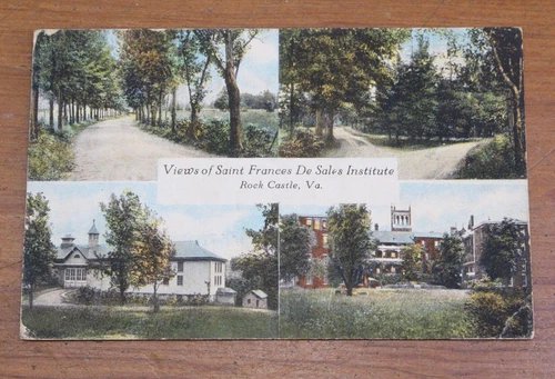 QUAD PANEL VIEWS SAINT FRANCIS DE SALES ROCK CASTLE, VA W.E. BURGESS POSTCARD