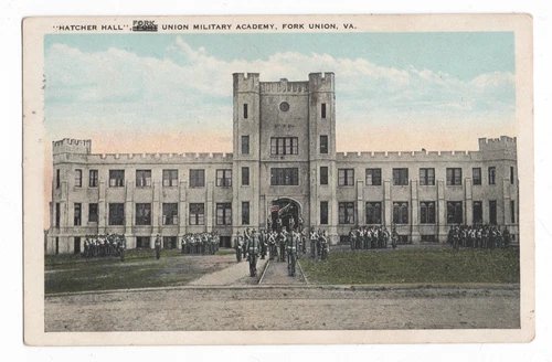 FORK UNION VIRGINIA HATCHER HALL MILITARY ACADEMY W.E. BURGESS POSTCARD FLUVANNA