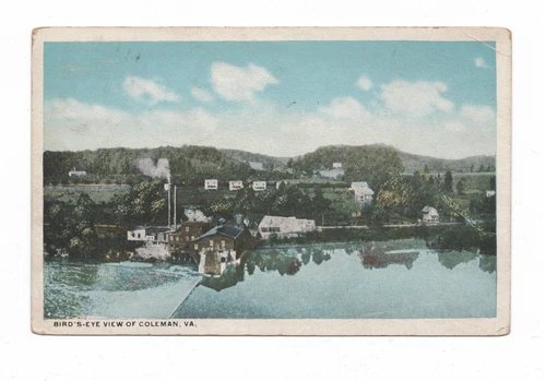 COLEMAN, VA POSTCARD BIRDS EYE VIEW BEDFORD COUNTY BIG ISLAND, VA W.E. BURGESS
