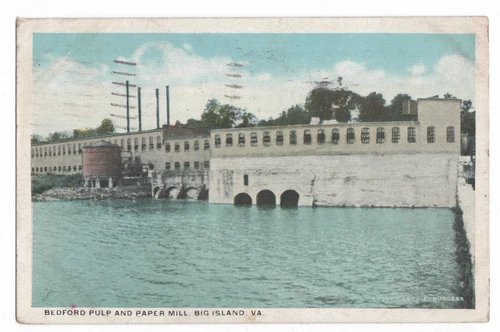 BIG ISLAND, VA BEDFORD COUNTY VIRGINIA PULP & PAPER MILL W.E. BURGESS POSTCARD
