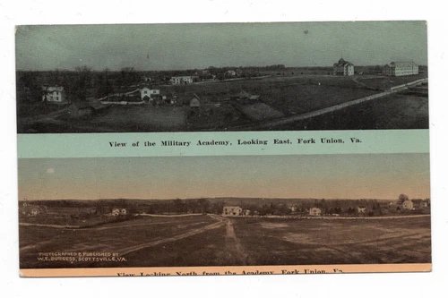 FORK UNION VIRGINIA MILITARY ACADEMY NORTH & EAST W.E. BURGESS POSTCARD FLUVANNA