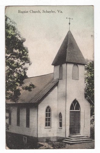BABTIST CHURCH SCHUYLER, VA W.E. BURGESS POSTCARD NELSON COUNTY, VA