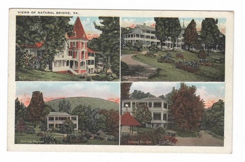 W.E. BURGESS POSTCARD VIEWS OF NATURAL BRIDGE, VA COTTAGE, HOTEL, PAVILION SCENE