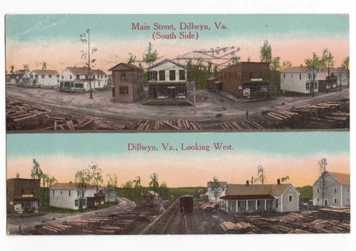 DILLWYN, VA MAIN STREET SOUTH AND WEST BUCKINGHAM COUNTY W.E. BURGESS POSTCARD
