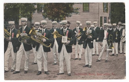 SCOTTSVILLE BAND SCOTTSVILLE, VA MARCHING BAND W.E. BURGESS POSTCARD