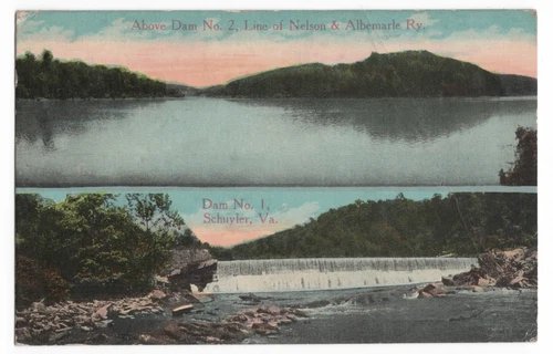 NELSON & ALBEMARLE RY ABOVE DAM SCHUYLER, VA RIVER SCENE W.E. BURGESS POSTCARD