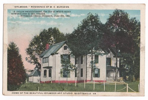 IDYLWOOD HOME ART STUDIO & RESIDENCE W.E. BURGESS POSTCARD ESTATE SCENE YARD