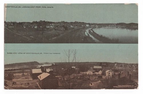 SCOTTSVILLE, VA LOOKING EAST FROM COAL SHUTE TERRACE VIEW W.E. BURGESS POSTCARD