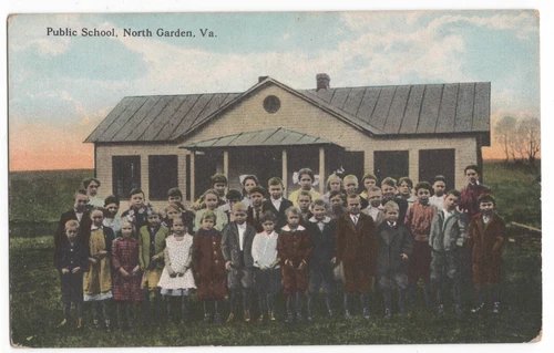 PUBLIC SCHOOL NORTH GARDEN, VA W.E. BURGESS POSTCARD ALBEMARLE COUNTY VIRGINIA