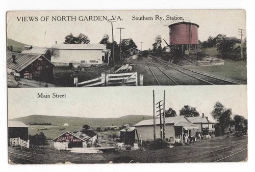 MAIN STREET NORTH GARDEN, VA W.E. BURGESS POSTCARD ALBEMARLE COUNTY SOUTHERN RY.