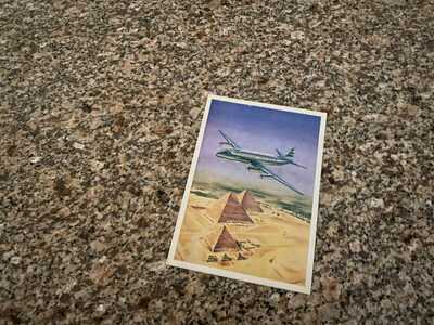 Misrair Egypt Vickers Viscount artistic inflight big airline issue postcard