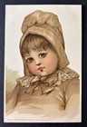 Vintage Brundage Postcard ~ Sweet Girl, Taupe Dress Bonnet ~ Stroefer #116 V