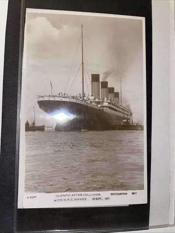 White Star Line RMS Olympic After Collision With HMS Hawke Postcard