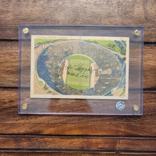 Jim Thorpe Signed/Autographed/Dated Used Rose Bowl Game Post Card - COA/LOA!