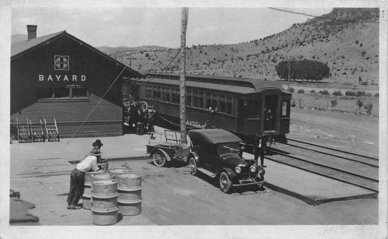 Bayard New Mexico Santa Fe Train Station Real Photo Vintage Postcard AA111780
